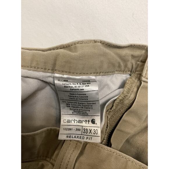 Carhartt Relaxed Fit Work Pants youth 33x30 Beige Cotton Blend 102291-253 - Picture 13 of 14